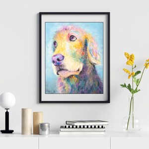 Golden Retriever Art Print on CANVAS or PAPER - Golden Retriever Gift. Painting by Krystle Cole