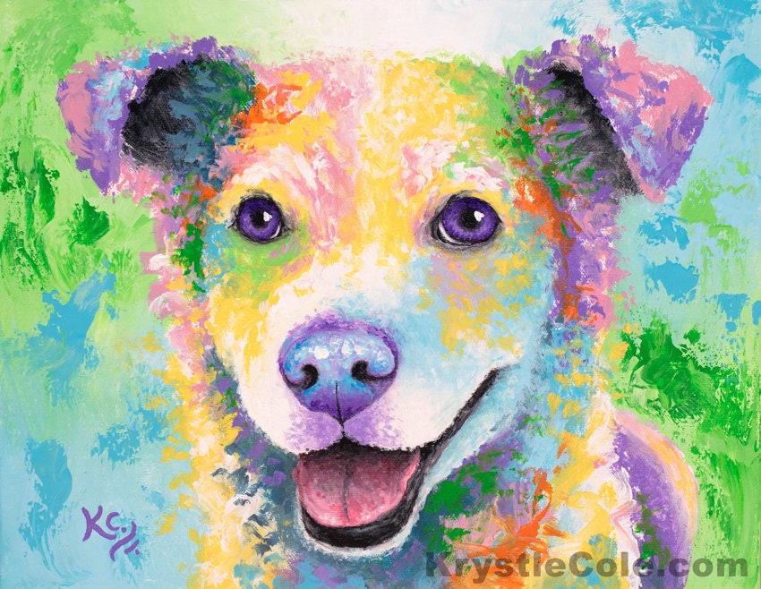 Psychedelic Shaking Dog Animal Painting 5 Panel Canvas Print Wall Art Home Decor 
