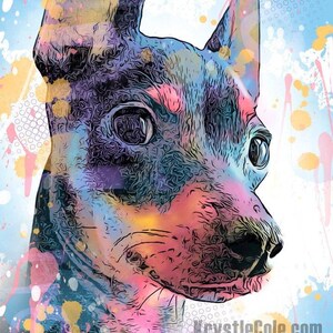 Min Pin Art Print. Miniature Pinscher Dog Wall Decor on CANVAS or PAPER. Original Artwork by Krystle Cole *Each Print Hand Signed*