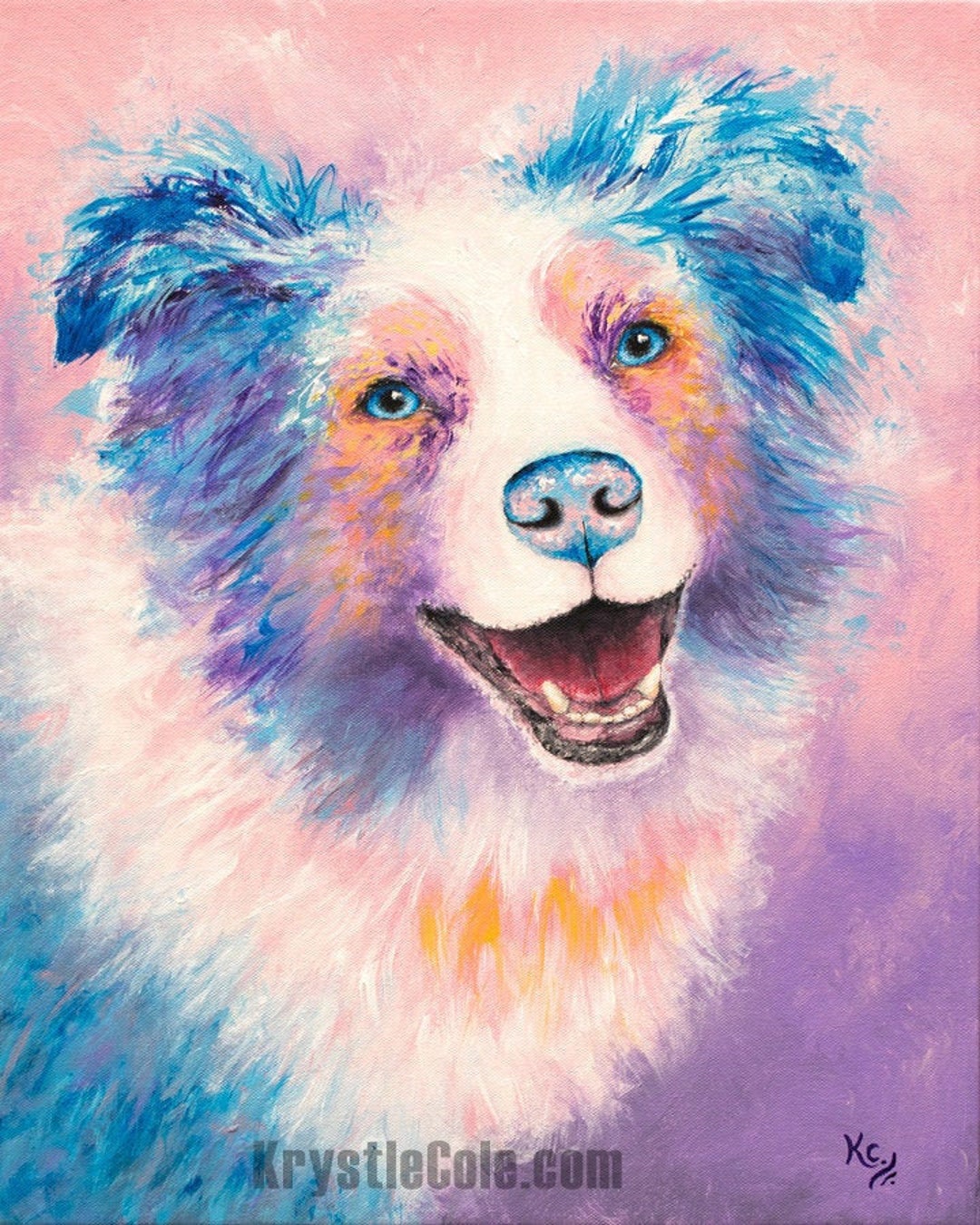 Australian Shepherd Art Aussie Dog Print on CANVAS or PAPER. Australian ...