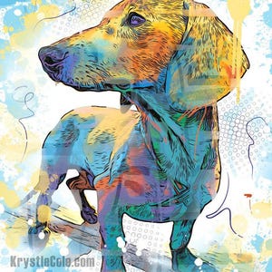 Dachshund Art Print - Wiener Dog Wall Decor. Weiner Dog Artwork on CANVAS or PAPER *Each Print Hand Signed*