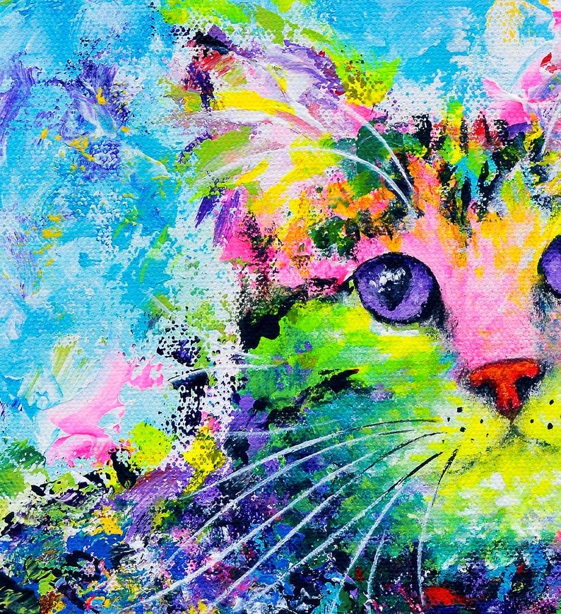 Tabby Cat Print Cat Painting. Abstract Cat Art on CANVAS or Etsy