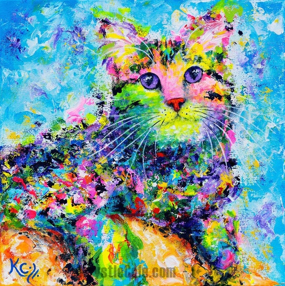 Prevalecer estas Privilegiado Tabby Cat Print Pintura de gato. Arte abstracto del gato en - Etsy España