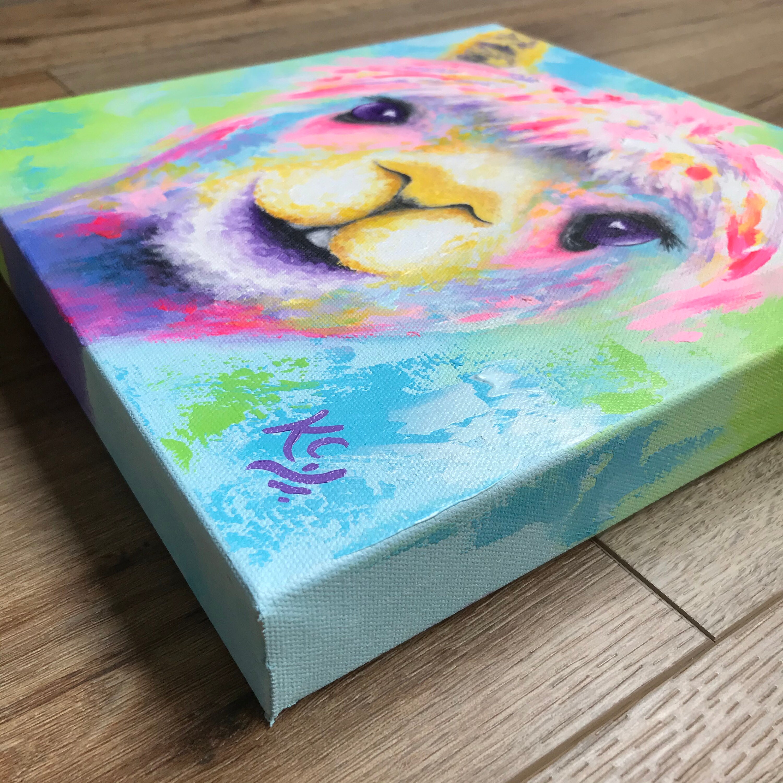 Rainbow Alpaca Painting