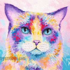Impresión artística de gato Ragdoll en LIENZO o PAPEL - Pintura de gato Ragdoll de Krystle Cole