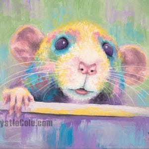 Rat Art Print on CANVAS or PAPER of Painting by Krystle Cole. A Fun Rat Lover Gift!