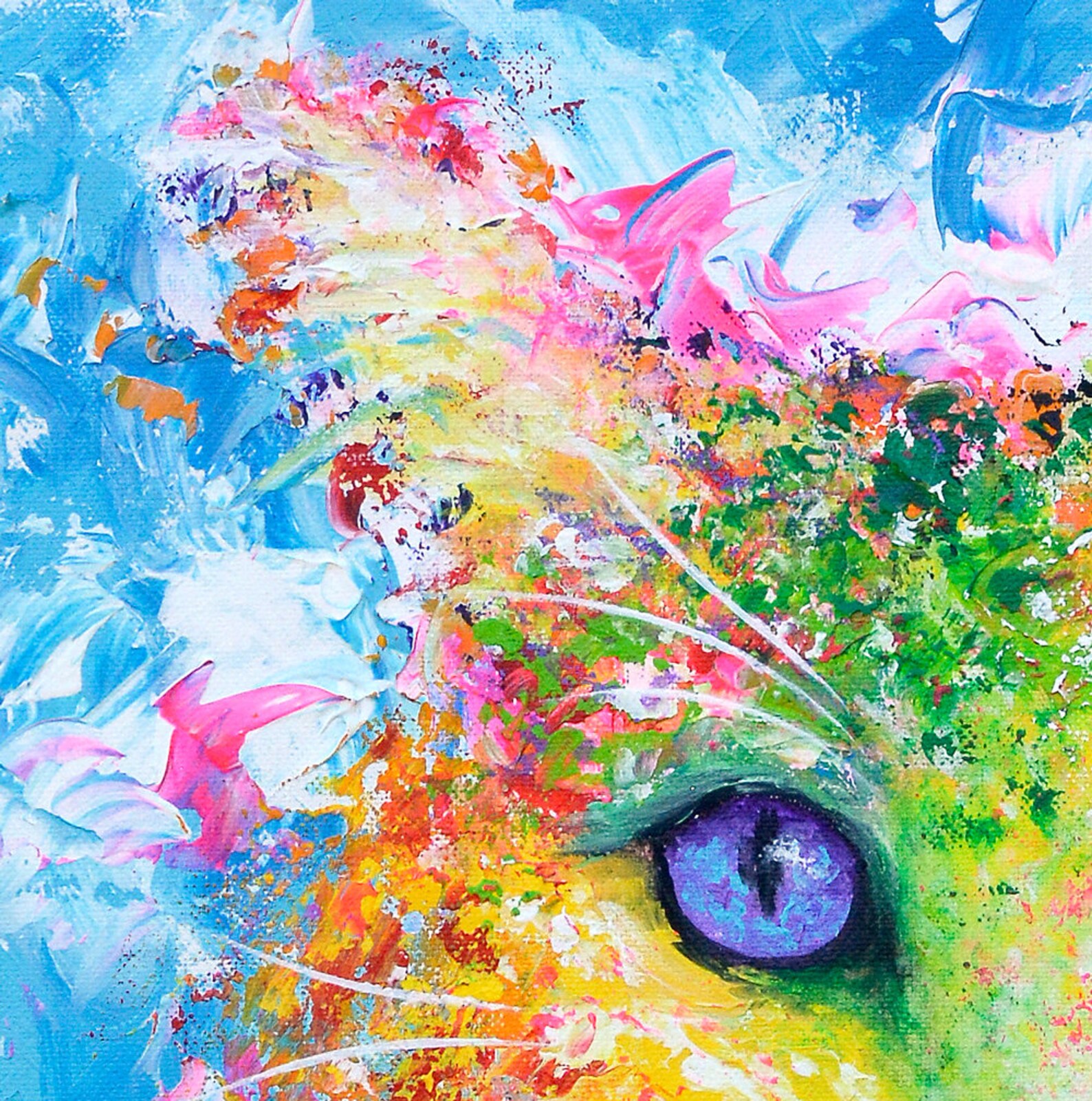 Cat Painting Cat Print on CANVAS or PAPER. Beautiful Cat Art Etsy