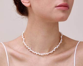 Rice Pearl Necklace, Solid 925 Sterling Silver Clasp, Freshwater Pearl Jewelry