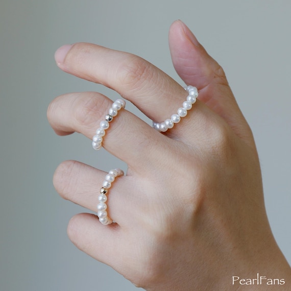 Anello con vera perla, anello fatto a mano con perla d'acqua dolce