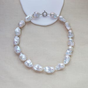Genuine Large Baroque Pearl Necklace, Large Flame Ball Pearl Necklace, Freshwater Pearl Necklace, High Luster, AAA 14-15mm X 20-25mm