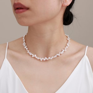 Freshwater Keshi Pearl Choker Necklace, Petal Pearl Necklace, Irregular Pearl Choker Necklace, Great Luster, Handmade Necklace, Gift For Her