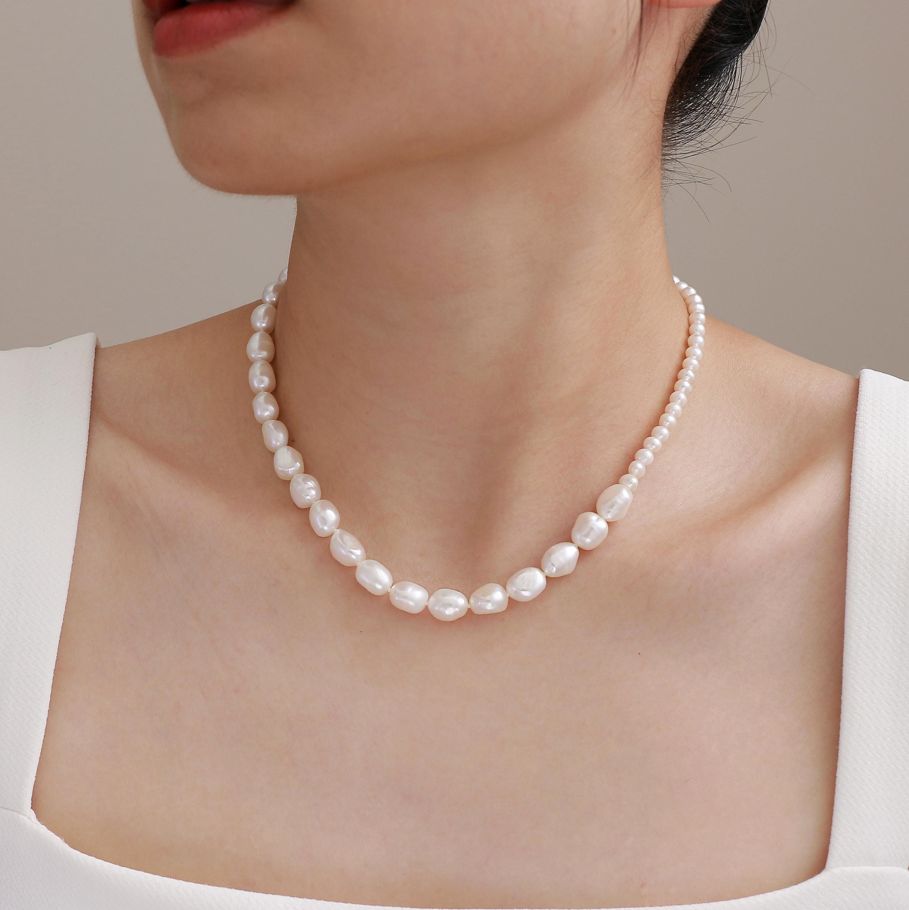 ライスパール ネックレス バロックパール 真珠 4×3mm 全長41cm K18 