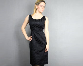 Vintage Black Bodycon Formal Dress . 90s Minimalist Cocktail Party Dress . M