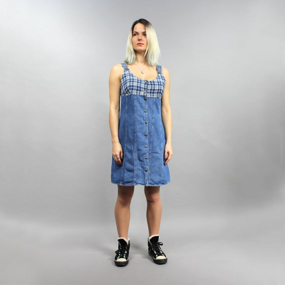 90s Denim Bib Overalls Dress Vintage 