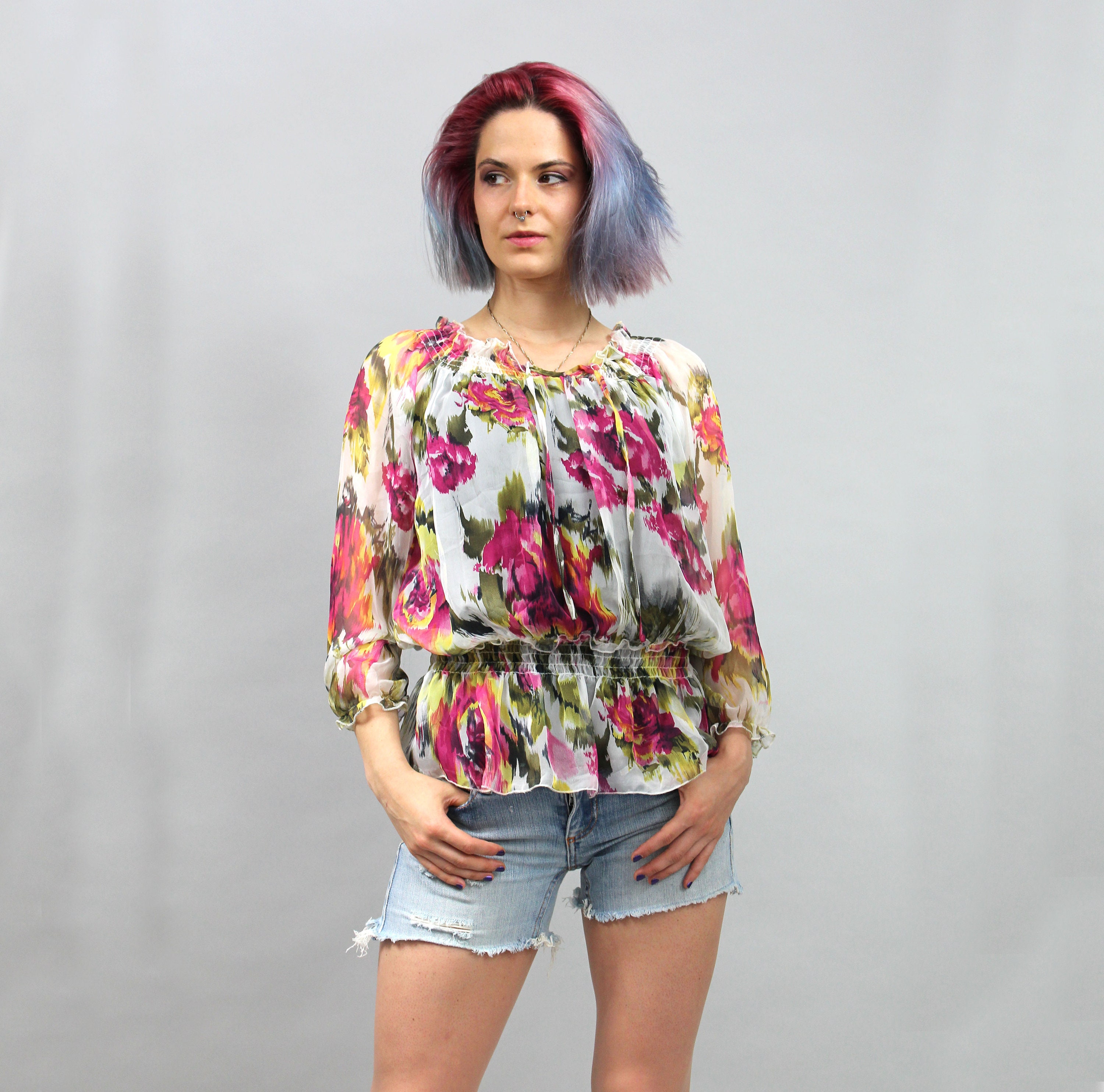 Sheer Peplum Blouse - Etsy