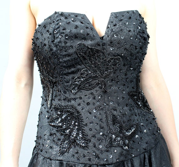 Vintage Black Strapless Evening Corset Prom Dress… - image 5