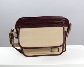 Vintage Cosmetics Coach Bag with Mirror, 90s Vegan Leather Messenger Shoulder Bag
