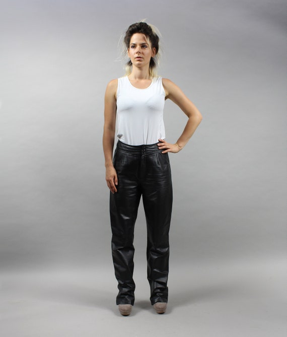 90s Real Leather Rocker Pants For Women, Vintage … - image 3