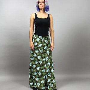 70s Khaki Maxi Boho Chic Hippie Vintage Skirt. Medium M image 2