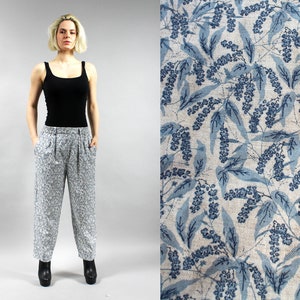 80s Loose Linen Blend Summer Pants. Tapered Leg High Waisted Baggy Trousers. S image 1