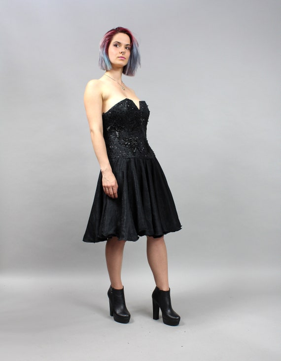 Vintage Black Strapless Evening Corset Prom Dress… - image 6