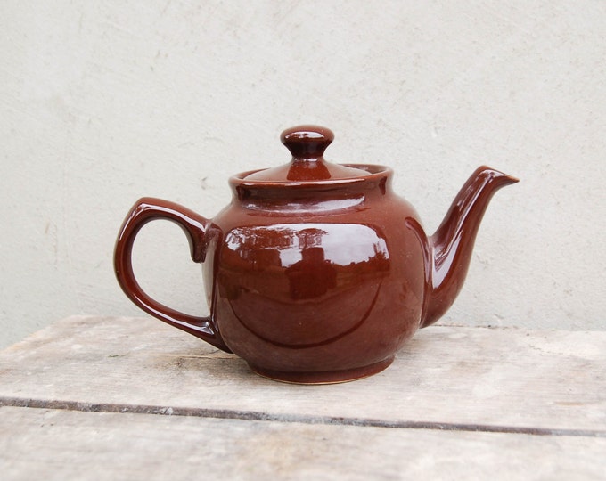 Vintage Brown Ceramic Teapot 1980's Kitchen Decor Tea Etsy