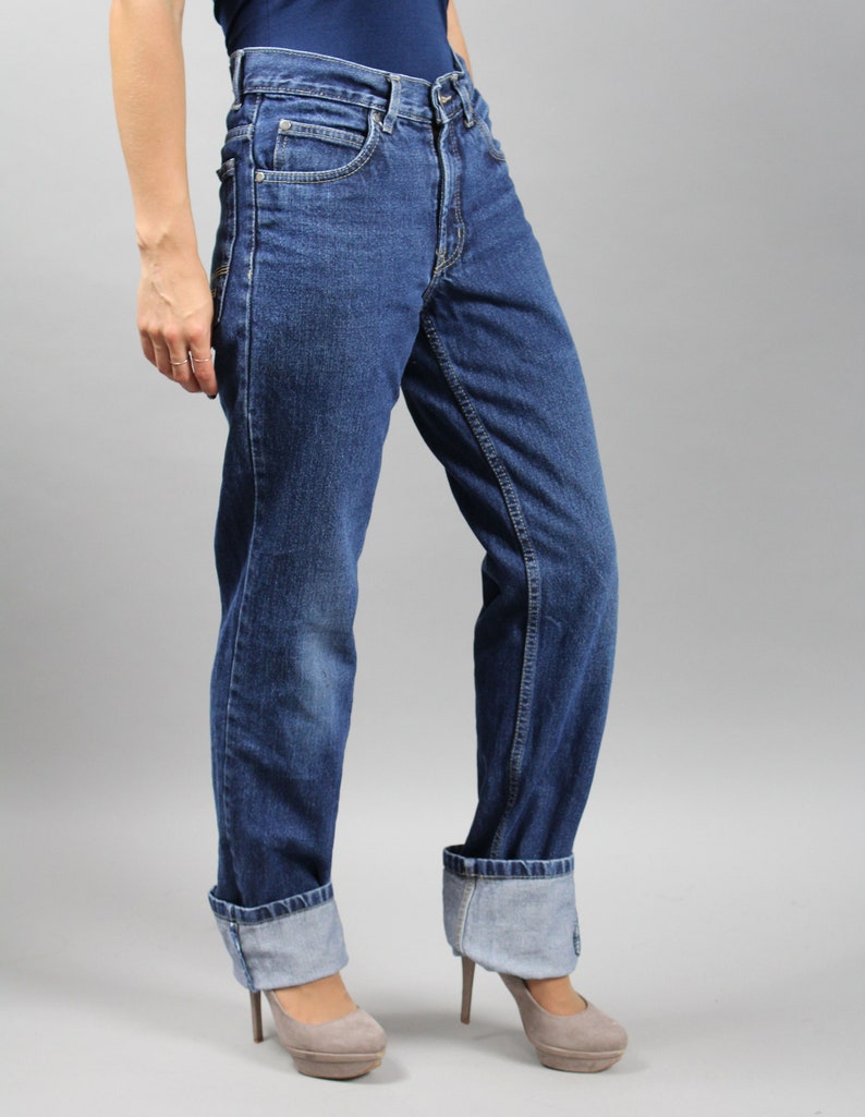 90s High Rise Straight Leg Boyfriend Jeans. High Waist Moms Denim Trousers. UNISEX W30 imagem 5