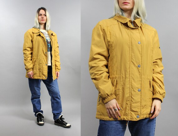 90s RUKKA Yellow Warm Midi Coat. Vintage Lightweight Athletic Parka Jacket Medium M Etsy UK