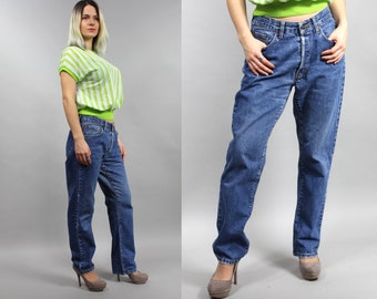 Unisex BEAVERS Moms Baggy Jeans, 90s Grunge Straight Leg High Waist Denim Boyfriend Pants, W31 / L 30
