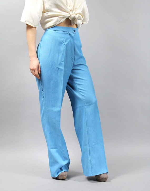 Vintage Blue Large Wide Leg Pants. Palazzo Bohemi… - image 3