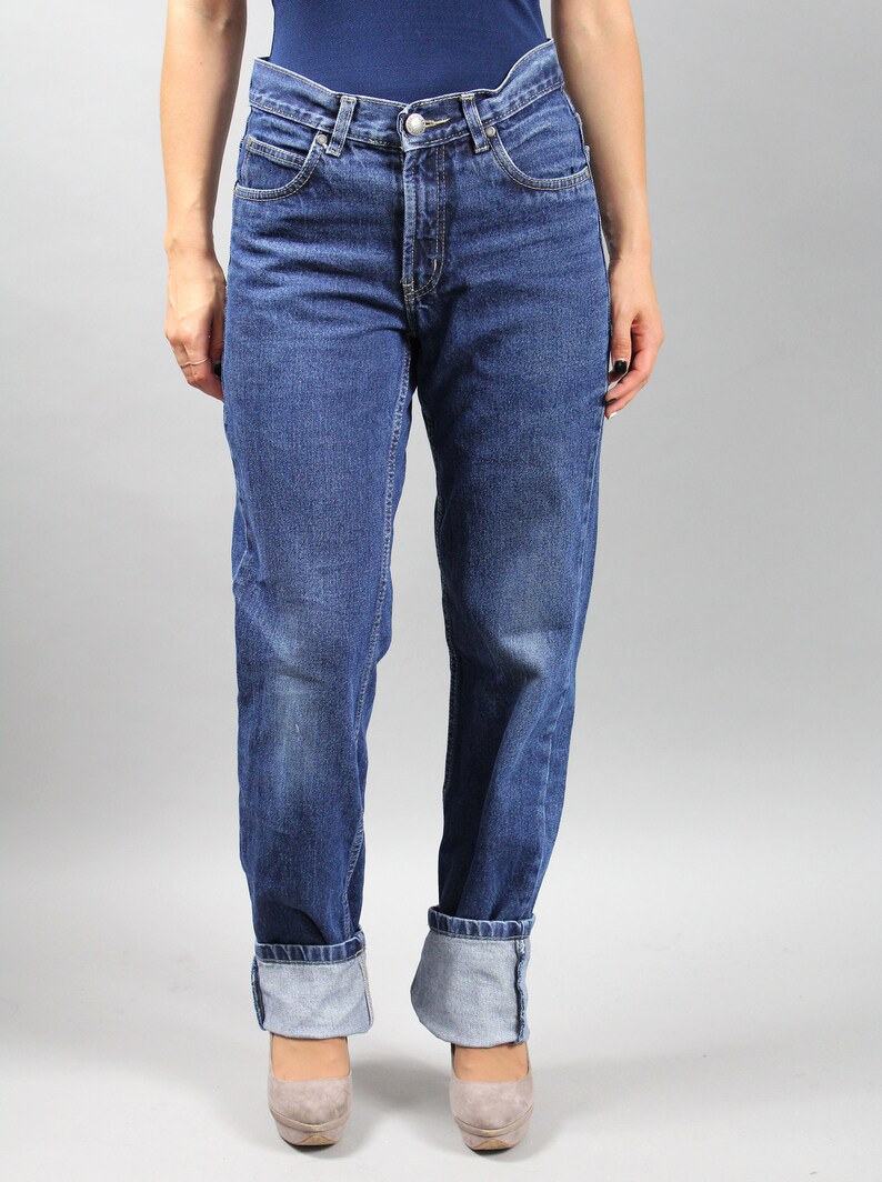 90s High Rise Straight Leg Boyfriend Jeans. High Waist Moms Denim Trousers. UNISEX W30 imagem 4