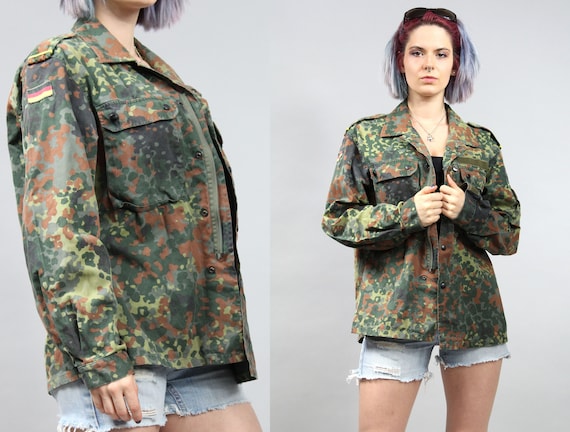 Vintage Camo German Army Military Jacket. 90s Cam… - image 1