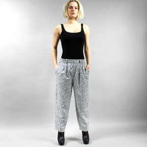 80s Loose Linen Blend Summer Pants. Tapered Leg High Waisted Baggy Trousers. S image 2