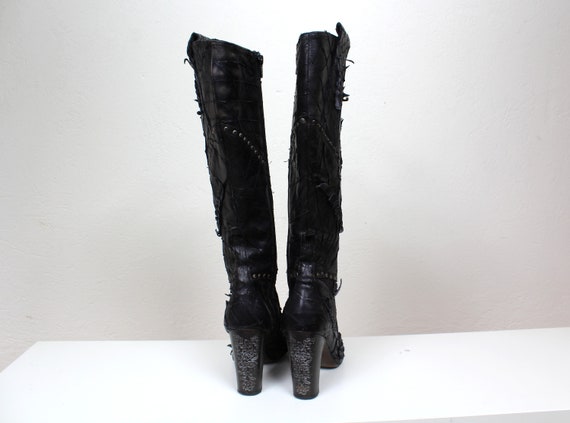 90s Italian Tall Leather Boots, High Heeled Extra… - image 5