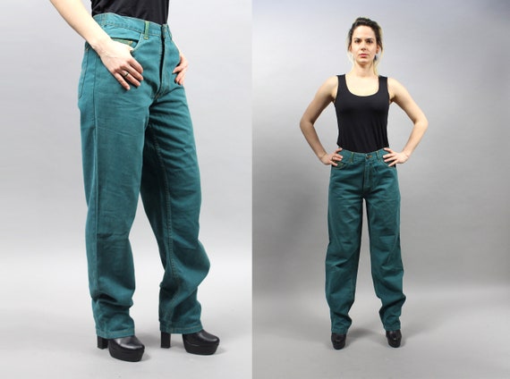 90s Green Boyfriend Jeans, Vintage Moms Baggy Deni