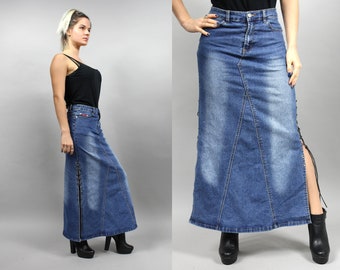 Maxi Denim Skirt - Etsy