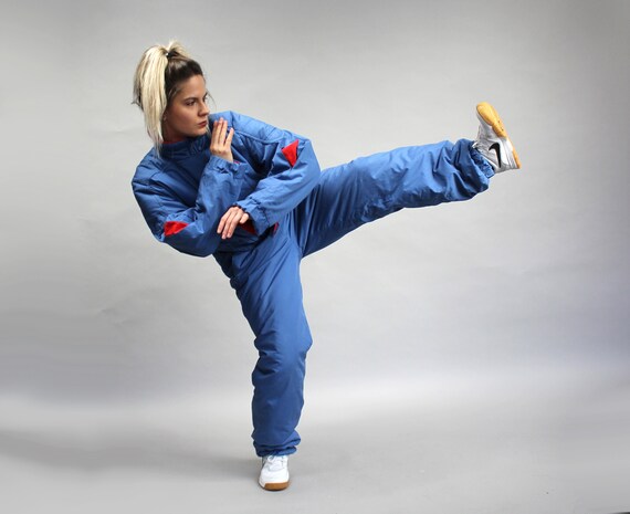 80s Overall Snowboarding Ski Suit, Vintage Blue On