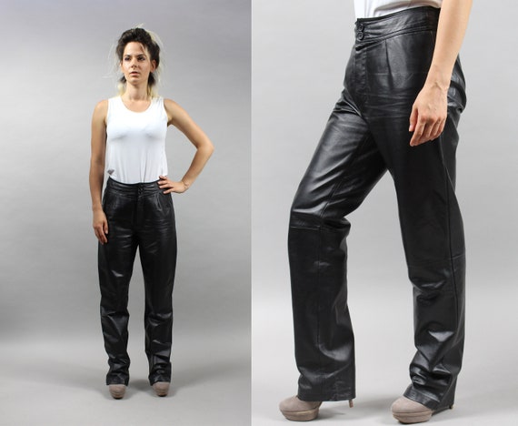 90s Real Leather Rocker Pants For Women, Vintage … - image 1