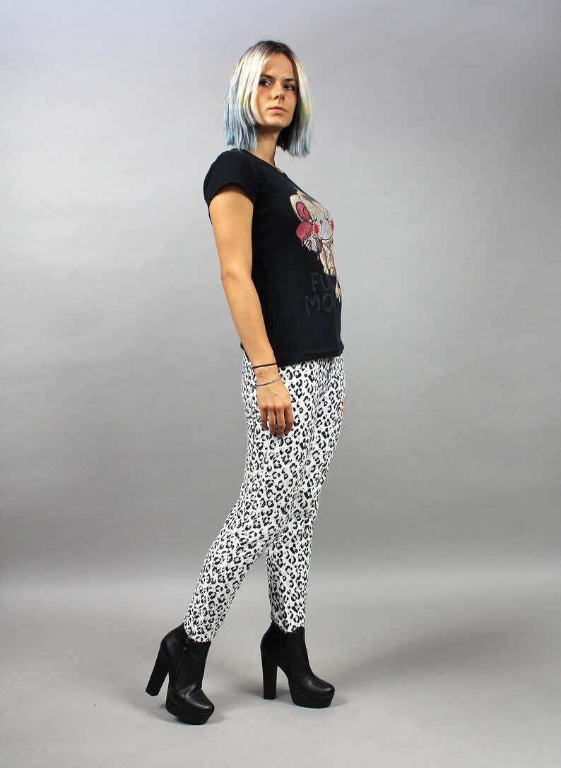 90s Leopard Print White Denim STIRRUP 