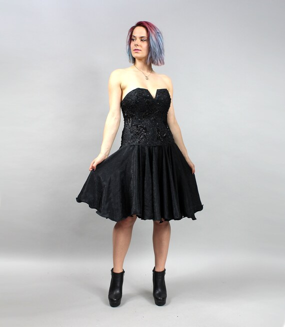 Vintage Black Strapless Evening Corset Prom Dress… - image 2
