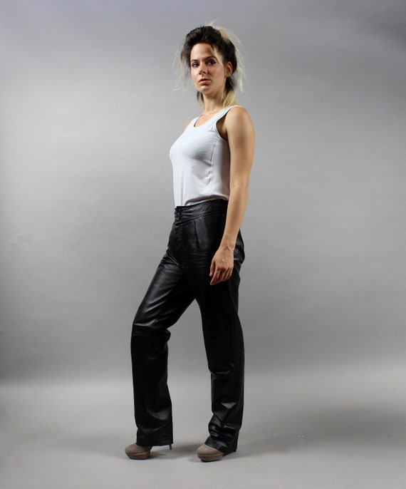 90s Real Leather Rocker Pants For Women, Vintage … - image 4