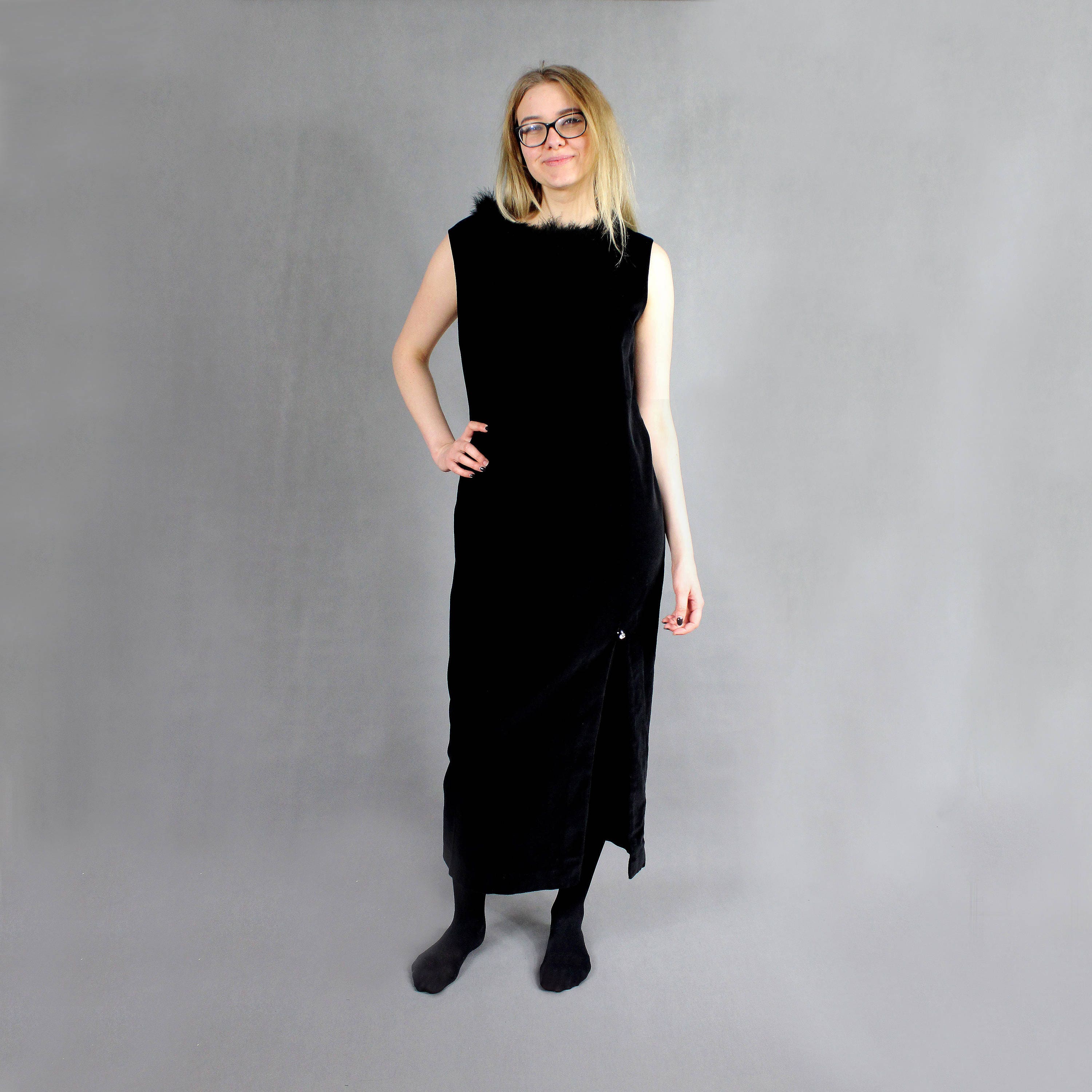 black maxi cocktail dress