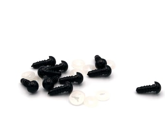50 (25 pairs) x 8mm safety eyes in black plastic for doll, crochet, plushies
