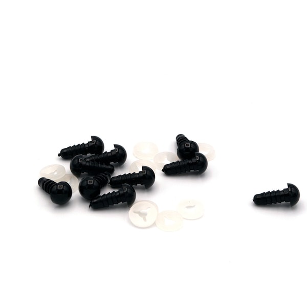 50 (25 pairs) x 8mm safety eyes in black plastic for doll, crochet, plushies