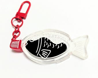 Soy Sauce fish bottle keyring Japanese bento acrylic / Japanese food lover keychain / sauce dispenser / sushi lover / sashimi shoyu-tai