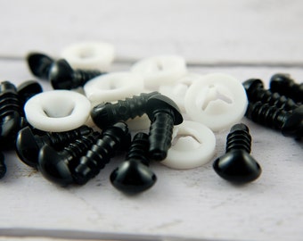 50 x 8mm high quality safety animal nose in black plastic for doll, crochet, plushies