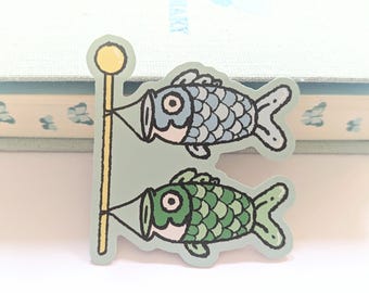 Koinobori sticker, japanese inspired permanent sticker 7cm, Japan culture design decal, journaling stickers, scrapbooks, stationery notebook