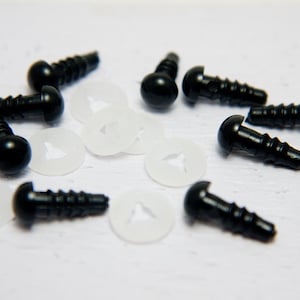 10 (5 pairs) x 6mm safety eyes in black plastic for doll, crochet, plushies