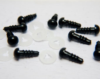 10 (5 pairs) x 6mm safety eyes in black plastic for doll, crochet, plushies
