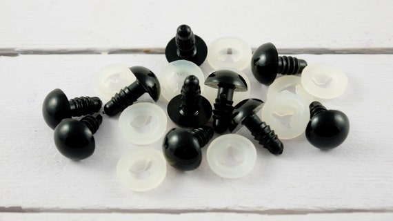 10 (5 pairs) x 12mm safety eyes in black plastic  for doll, crochet, plushies